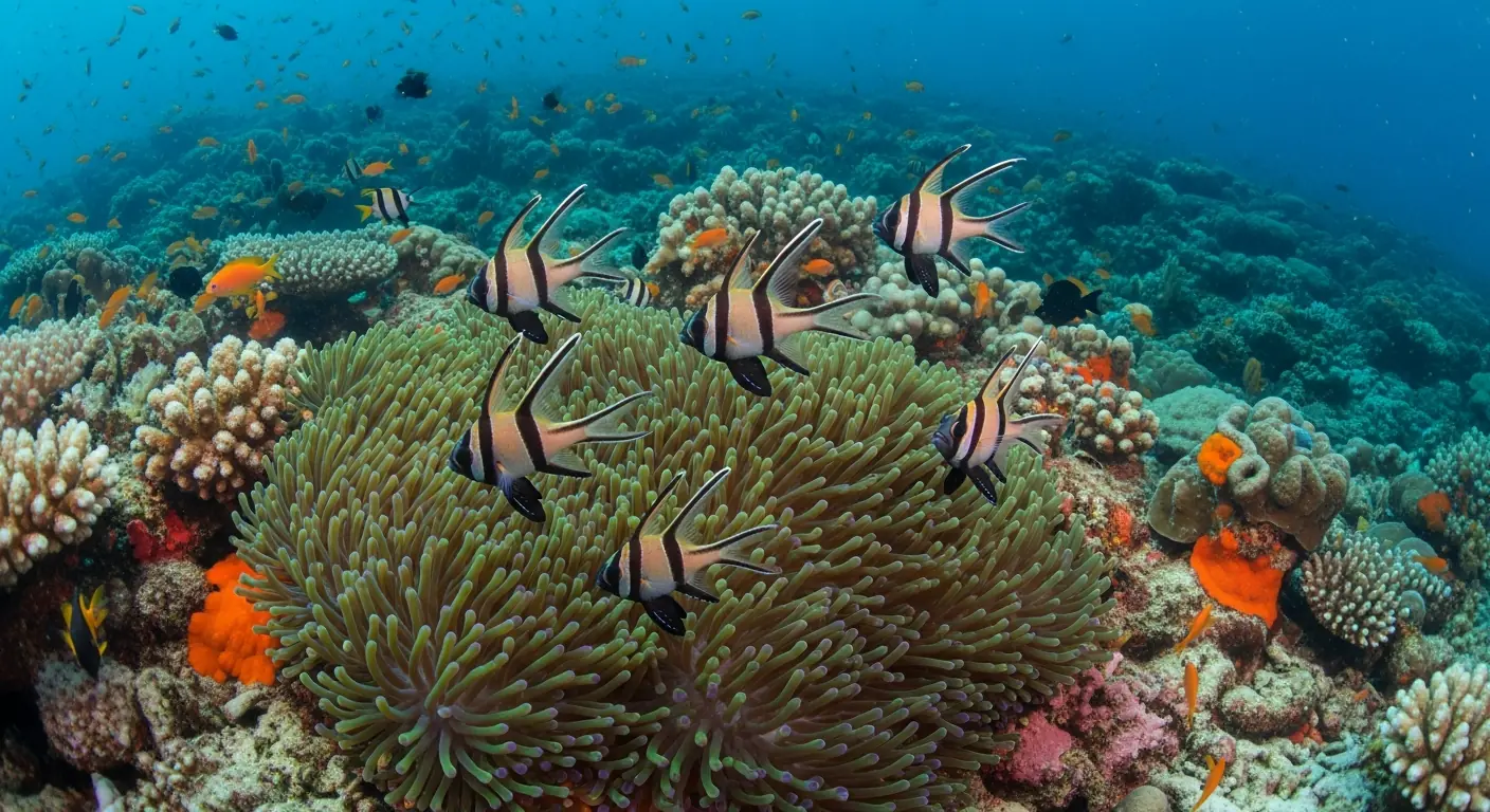 Banggai cardinalfish on a reef, Central Sulawesi